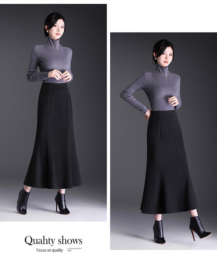 2025 Winter Long Woolen High-Waisted Fishtail Pencil Skirt
