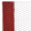 VidaXL Steel Mesh PVC Coating 25x1 M Hexagonal Red Garden Fence 143305