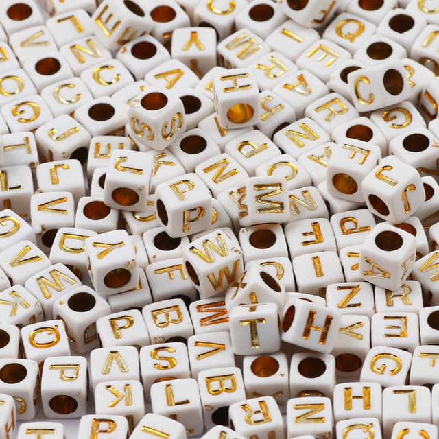 100Pcs Acrylic Flat Letter Beads Alphabet Round Smile Spacer Loose Bead For Diy Jewelry Bracelet Charm Supplies