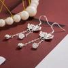 Women Casual Shopping Silver Flower Zircon Tassel Earrings