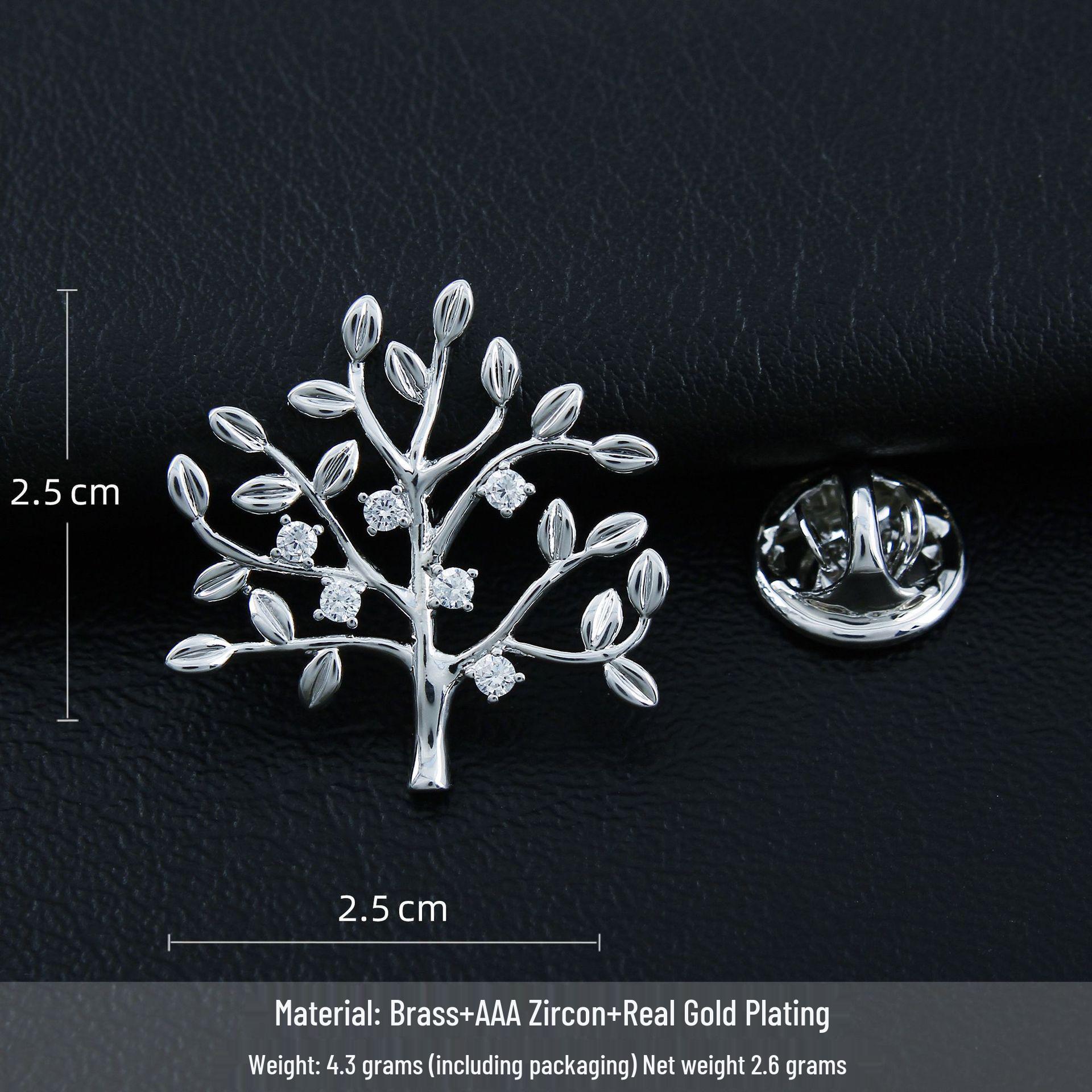 Christmas Wish Tree Zirconia Brooch: Luxury Lapel Pin for Men and Women