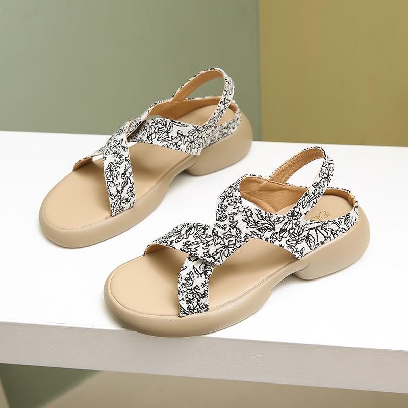 CRLAYDK Dames Flate Sandaler Pyntet Sommer Komfort Ankelstropp Utendørs Gå Åpen Tå Slides Strand Slip On Fritidssko Tøfler