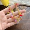 New dopamine stainless steel glass flower fringed bracelet necklace light luxury niche collarbone chain sweet wind jewelry