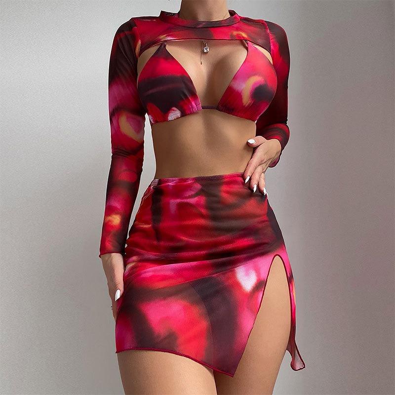New bikin bikini tie-dye four-piece split swimsuit for women