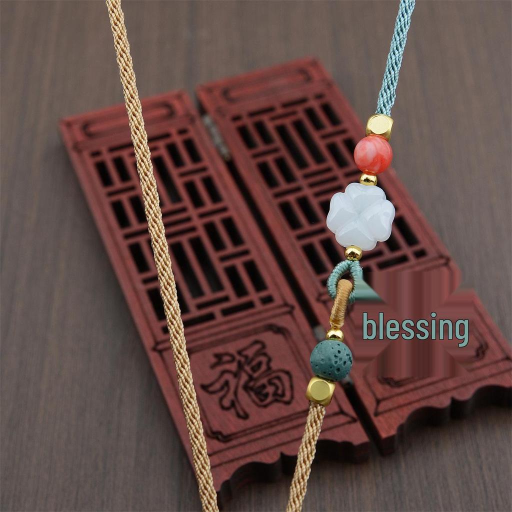Adjustable Agate and Jade Pendant Necklace Chain for Men and Women