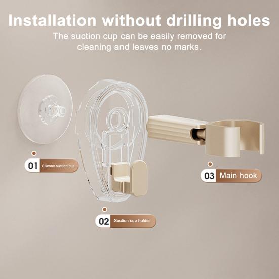 Hair Dryer Holder with Suction Cup Strong Load-bearing Easy To Install Punch-Free Wall Mount 360-Degree Rotating Hair Dryer Rack
