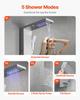 VEVOR Shower Panel Tower System with Rainfall Waterfall Shower Head, LED, 53 in Brushed Stainless Steel Shower Column, 5-Function Faucet