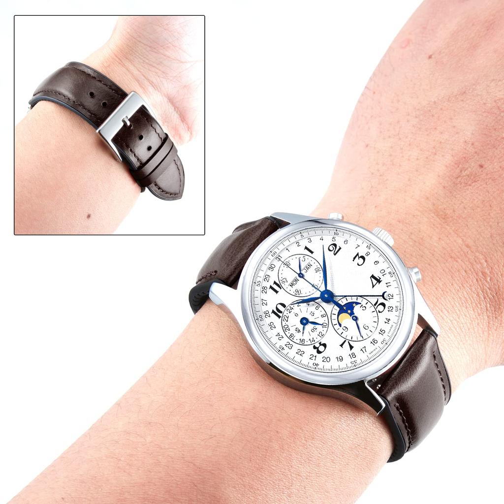[BINLUN] Leather Watch Strap, Quick Release, Leather, Watch Band, Inner Silicone, Breathable,