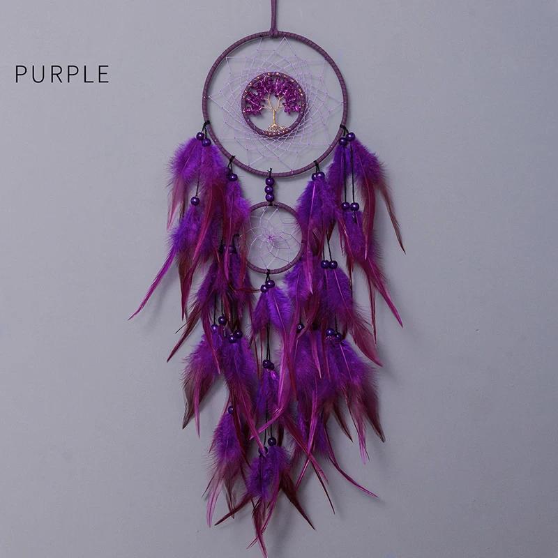 Dream Catcher Living Room Hanging Ornaments Crystal Tree of Life Hand-woven Wind Chimes Birthday Festival Gifts Home Decorations