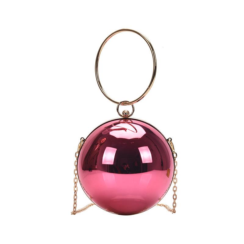 Luxus Damen Runde Ball Abendtasche 2024 Mode Glatte Helle Oberfläche Clutch Tasche Damen Umhängetasche Party Kette Handtasche Geldbörse