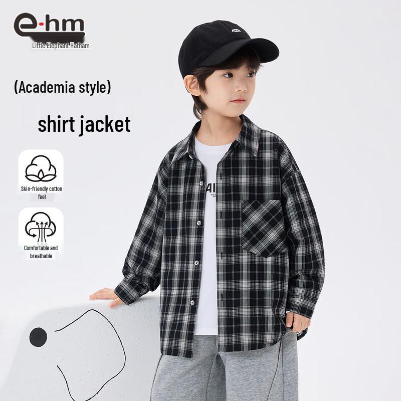 Xiao Xiang Han Mu Boys' Plaid Long-Sleeve Shirt Jacket
