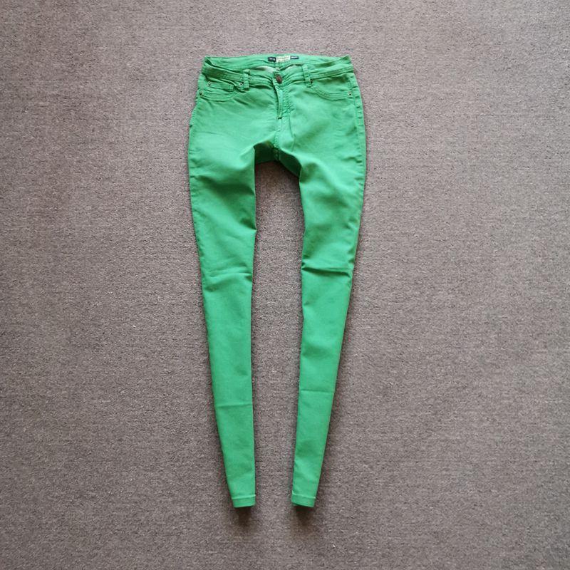

Деним Женская Мода 2023 Осень и Лето Новая Мода Прилегающий Крой Стройнящие Легче всего Сочетать Зеленый Эластичная Основа Узкие Брюки Тренд Fruit Green S