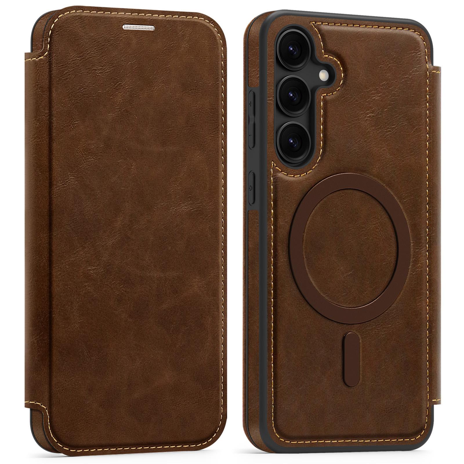 

For Samsung Galaxy S24+ Magnetic Case RFID Blocking Card Holder Leather Phone Cover C