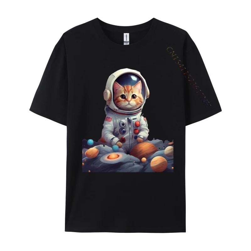 Space Cat TShirt Discount VALENTINE DAY Premium Cotton Tops Tees Tops Shirts Cat In Space Funny Shirts