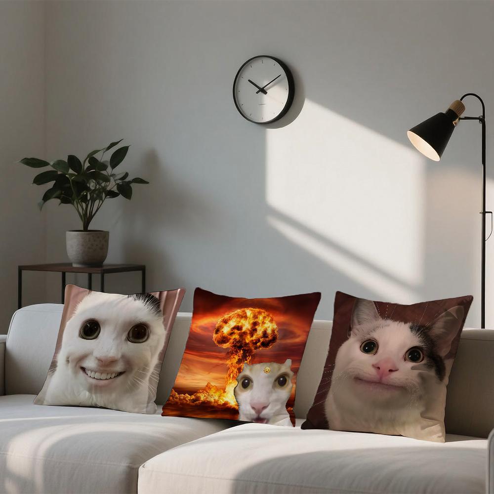 cushion Funny cover Square Sofa Cushion Meme Cover Casual Cat Skin-Friendly Comfortable Pillow Cover