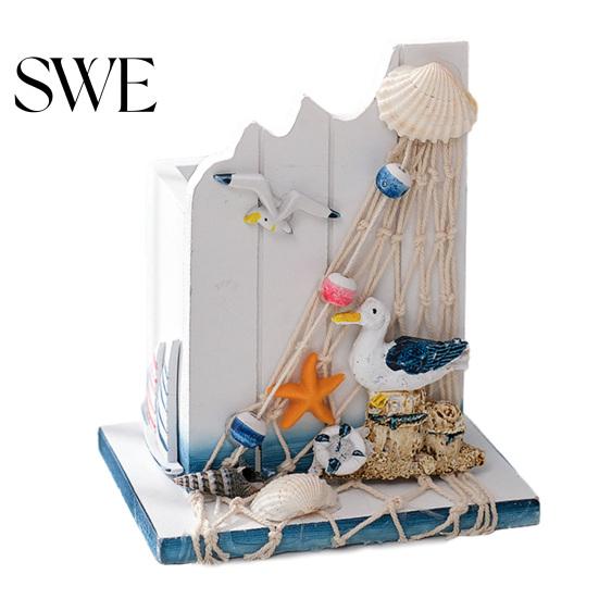 Pen Holder for Home Office Nautical Wooden Handcrafted Mediterranean Theme Makeup Brush Versatile Organizer Ocean Beach Pencil Container Stable Base