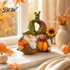 Dekorative Bastelarbeiten für den Herbst Zwergen-Ornament, Harz Herbsternte-Figuren mit Kürbis und Dekor Sonnenblume Thanksgiving Halloween, Saisonal