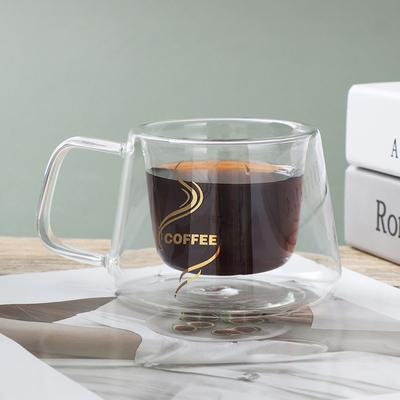 200ml Double Glass Bottom Coffee Cups Milk Whiskey Beer Cup Heat Resistant Cocktail Vodka Wine Mug Drinkware Tumbler Cups