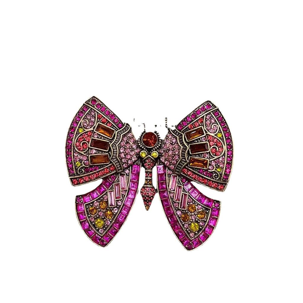 Middle Palace Style Heavy Industry Rhinestone Butterfly Brooch Jewelry For Women Men Fashion Classic Baroque Crystal Insect Pins