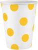 White Paper Cups with Yellow Polka Dots 6pcs.
