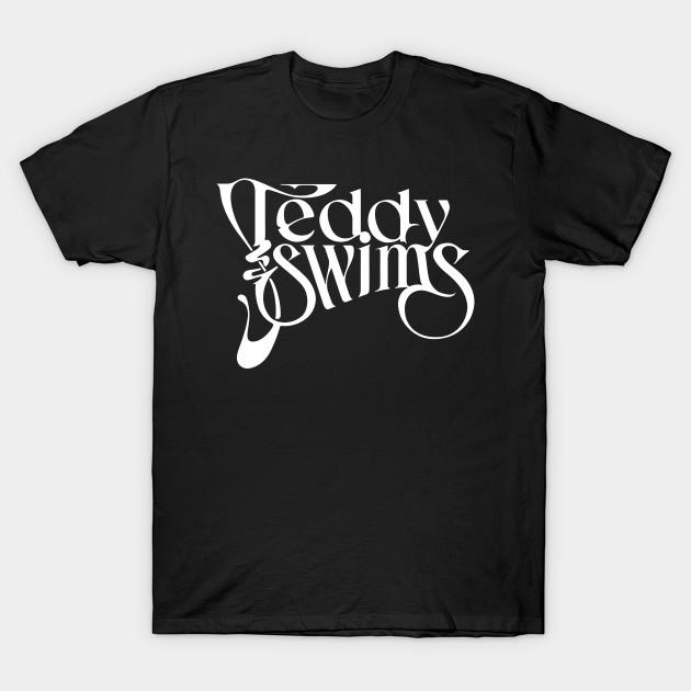 

Men Black Print T-shirt Teddy-Swims No-Cut Transfer Paper Print Cotton Tshirt 4XL чорний