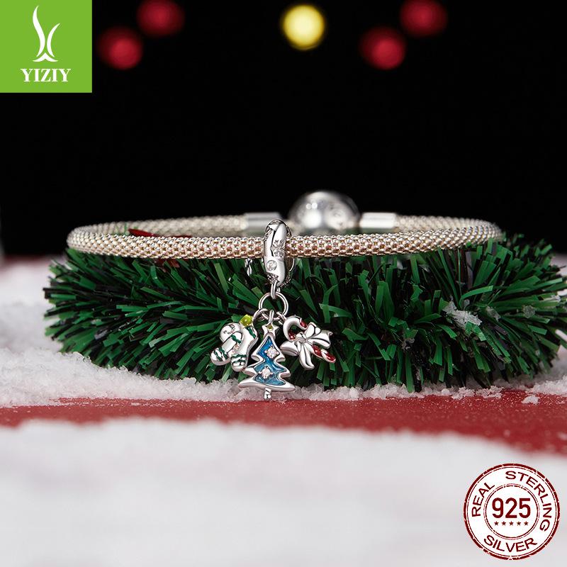 Christmas Joy White Gold Tri-Use Pendant: DIY Bracelet, Necklace & Tree Ornament