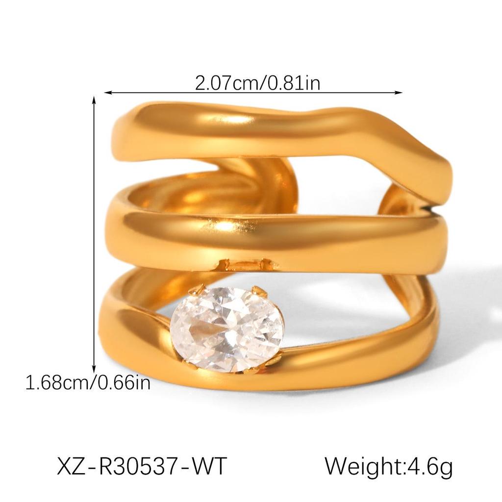 18K Goldbeschichteter Titanstahl Zirkonring für Damen - Hochwertiger Luxusschmuck