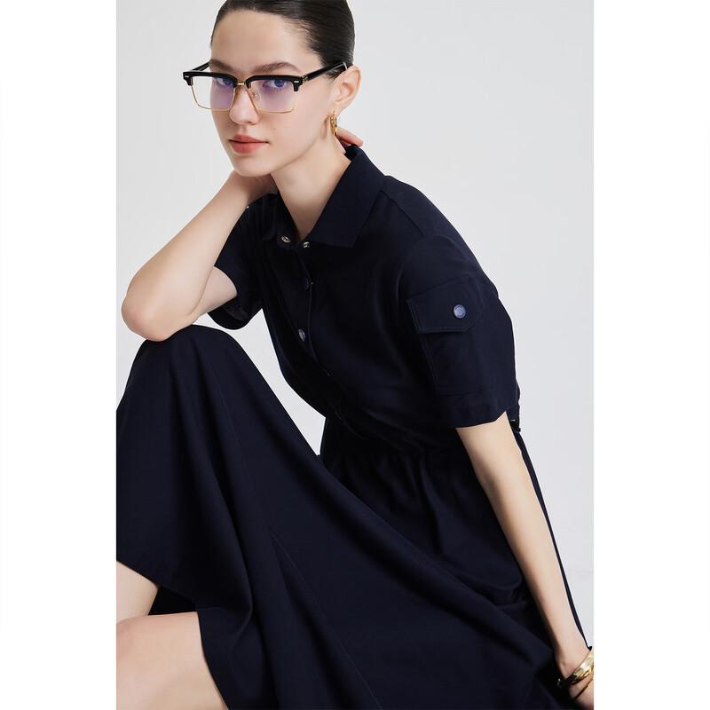 Giovanni Valentino Casual Lapel Short Sleeve A-Line Dress