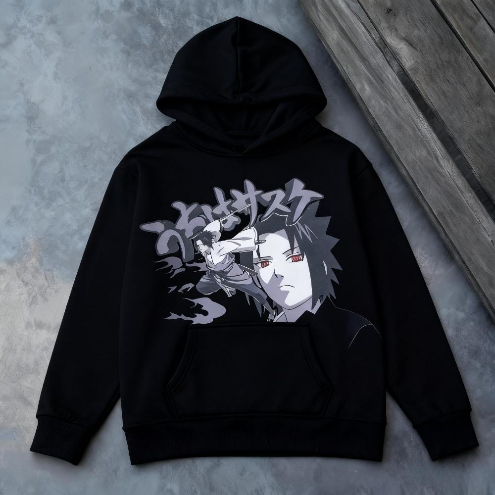 

MINISO Uchiha Sasuke Basic Long Sleeve Hoodie Naruto Sasuke Anime Men and Women Autumn/Winter Loose Large Size Top New Style M