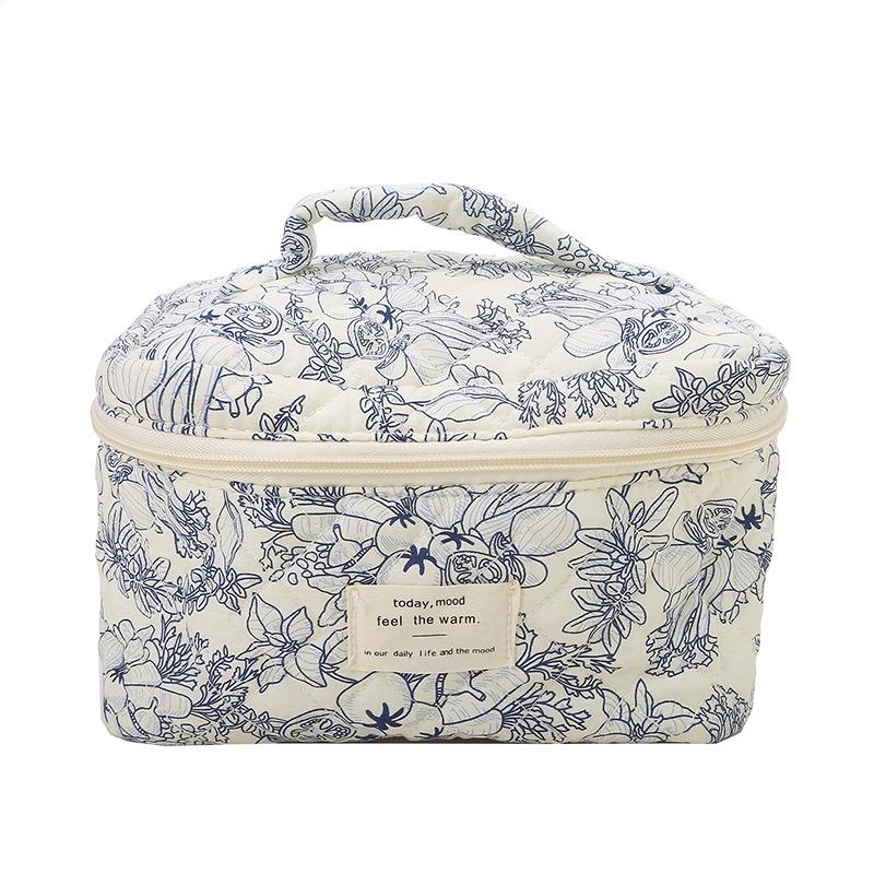 Fashion Women's Cosmetic Bag Portable Floral Handheld Cosmetic Storage Bag Cute Travel Ins Style Bag