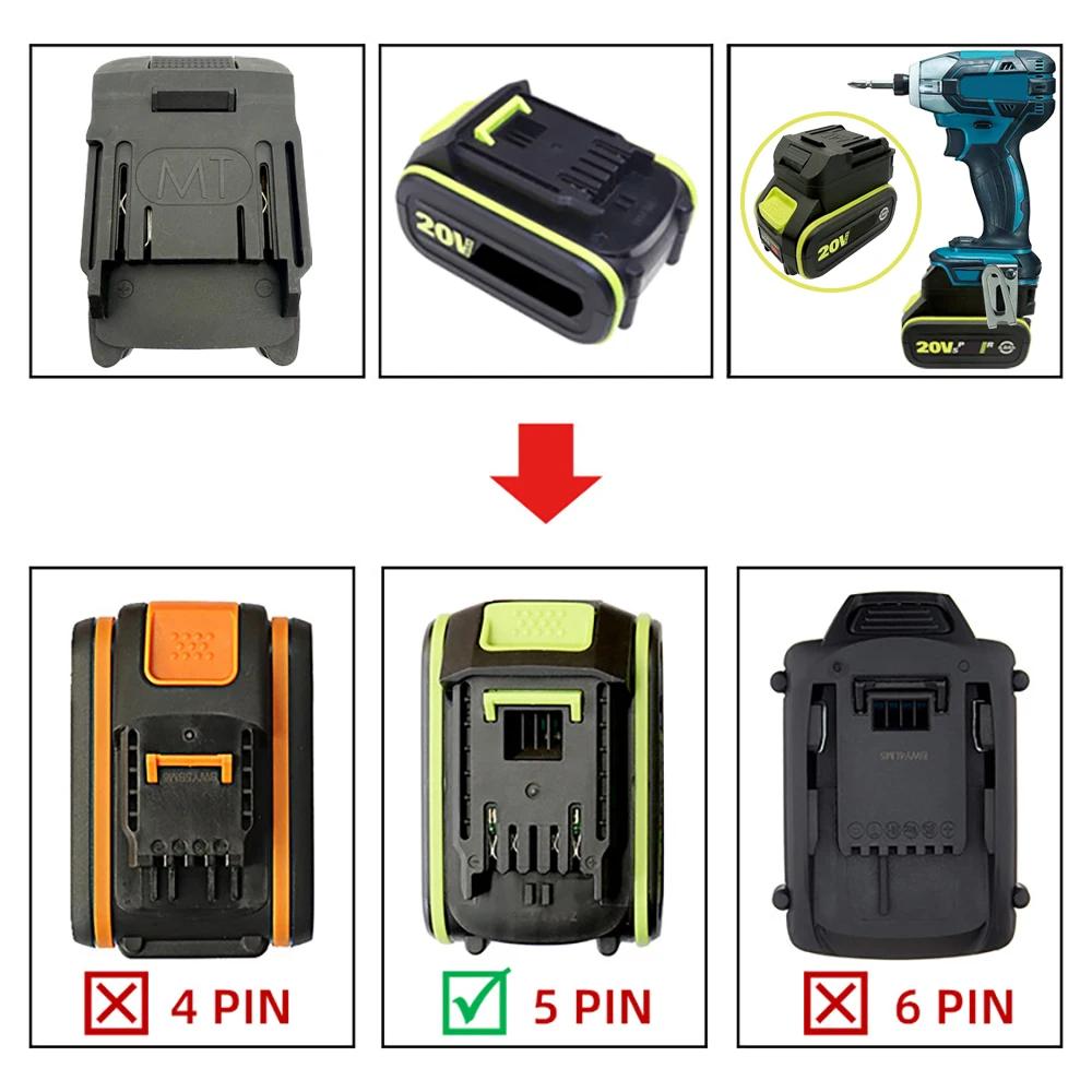 Li-ion Battery Adapter Converter for Bosch 18V for Worx Green 5pin Big Foot 20V Battery for Makita Power Tools BSB18MTL GWB18MTL