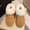 Winter new thickened velvet shallow-mouth snow boots women's casual one-pedal non-slip soft-soled home fluffy cotton shoes