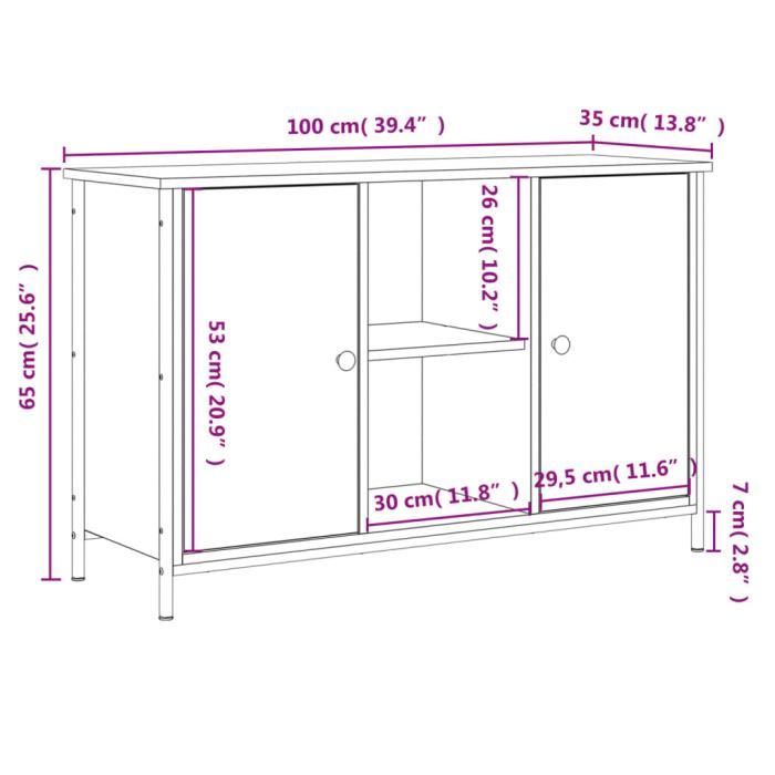 VidaXL Meuble TV noir 100x35x65 cm bois d'ingénierie 832778