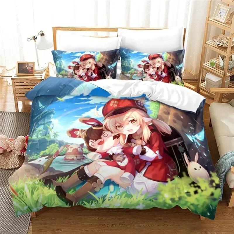 Bettdecke Anime Genshin Impact Paimon Bettwäsche-Set 3D-Druck Geeignet für Schlafzimmer Kinder Heimtextilien