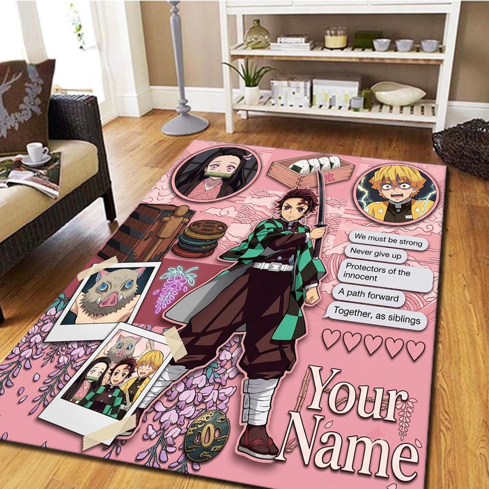 Name Custom Demon Slayer Kimetsu no Yaiba Carpet for Living Room Bedroom Home Decor Cinema Inspired Play Floor Mat -HE32