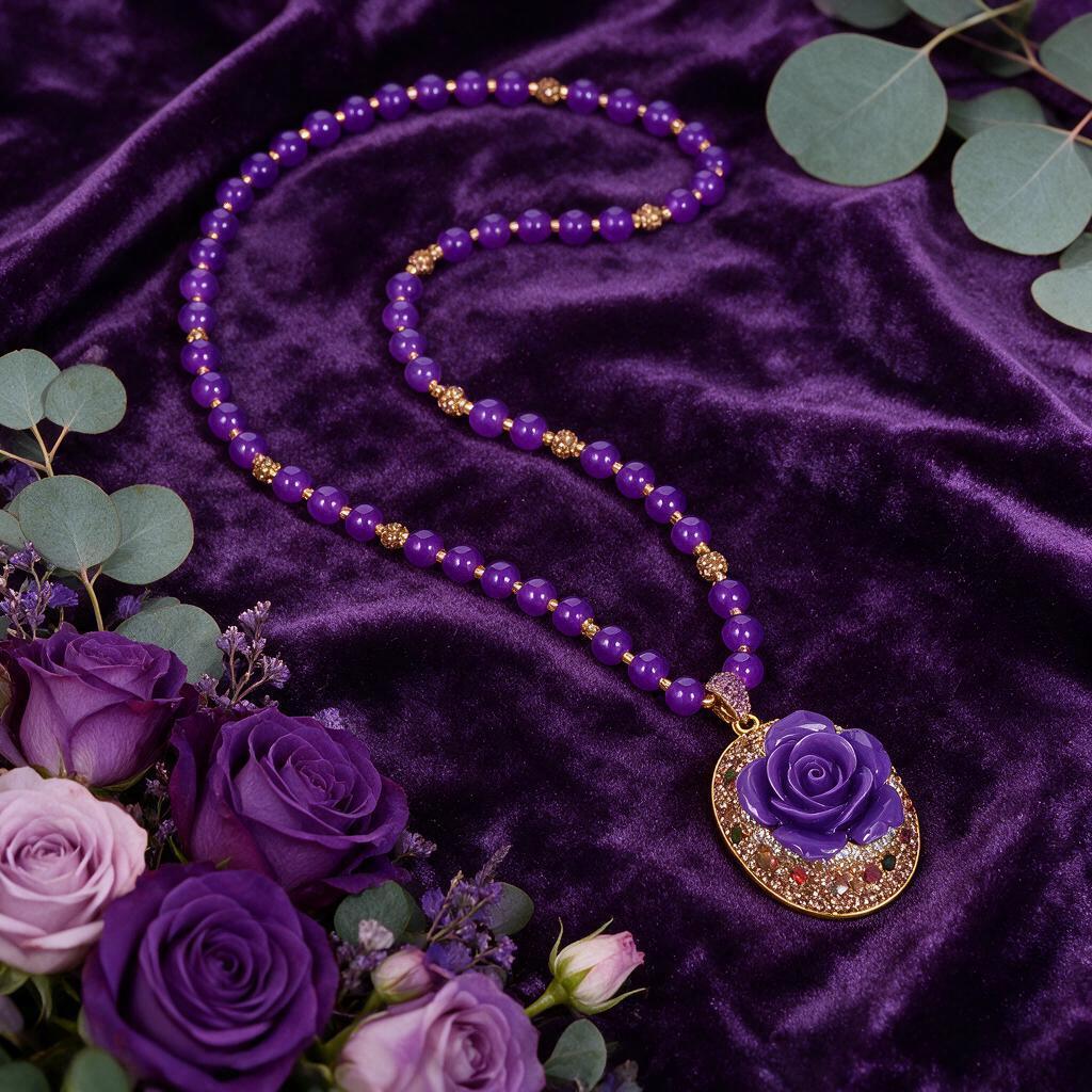 New Large Handmade Acrylic Rose Flower Necklace, Original Design Jewelry.