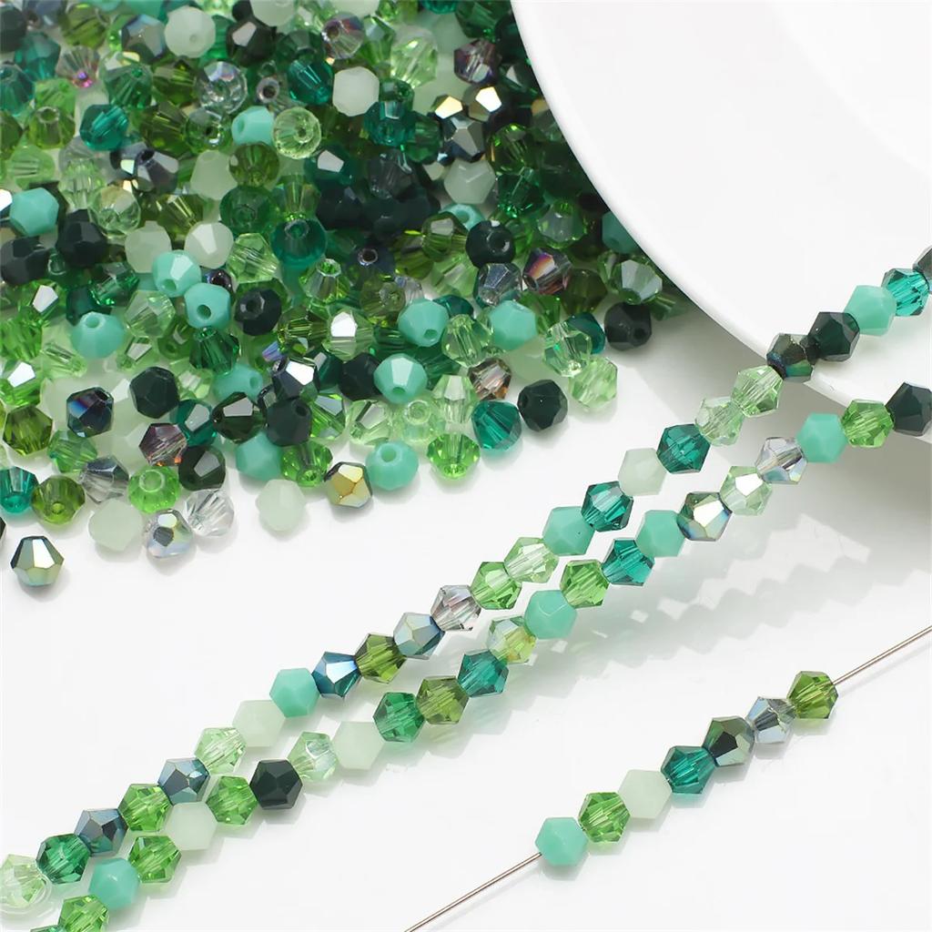 TX20 4mm 200pcs Series Irregular Color Series Faceted Glass Bead Handmade Bicone Beads Making Shiny DIY Bracelet Charm Necklace