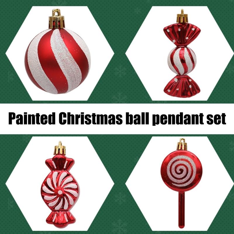 Set of 13 Hand Painted Christmas Ornament Portable Christmas Tree Hanging Ornament Set Functional Home Decoration
