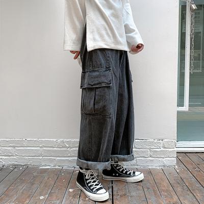 Jeans mit weitem Bein für Herren, Herbst, Papa-Trend, Student, lockere Baggy-Hose mit geradem Bein, japanischer Loose Hip Hop