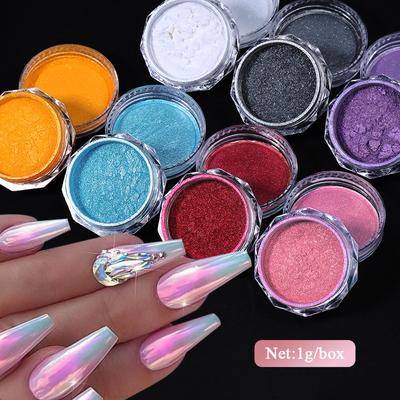 Nail Art Gradual Change Powder Pearlescent Shell Glitter Powder, Versatile Cloud Mist Powder Gradual Change Diy Manicure Polarizer Flour