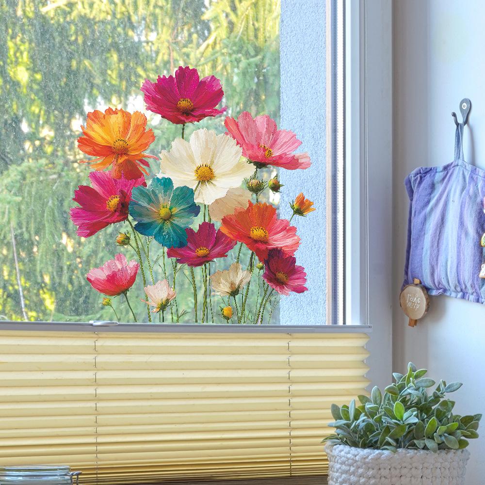 Personalized Embossed Floral Home Glass Window Beautification Stickers