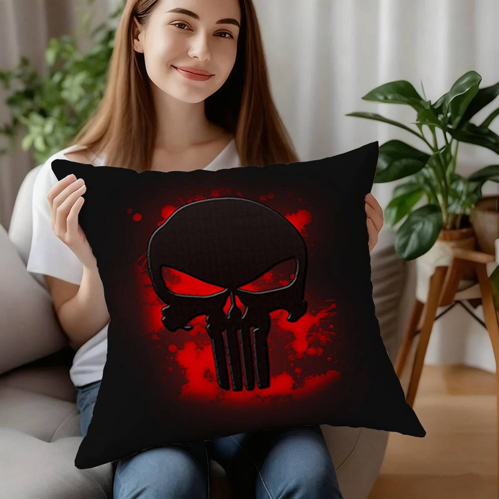 The P-Punisher Logo Pillow Case Plush Fabric Soft Pillowcase Double Sided Print Cushion Cover Household Gifts