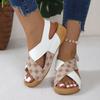 Fashion Summer Fashion Paragraph Mix Color Wedge Sandals for Women Comfortable Non Slip Beach Shoes Woman Leather Platform Sandalias
