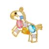 Adorable Horse Shaped Brooch With Sparkling Zircon Stones Lightweight Alloy Design Badge Sweet And Trendy Pin
