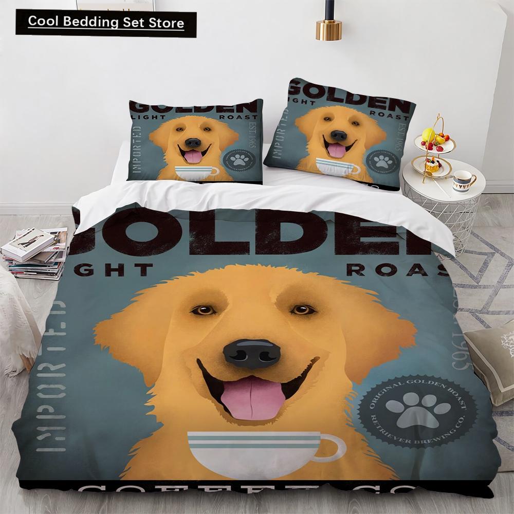 Cartoon Dog King Queen Duvet Cover Lovely Illustrated Pet Puppy bedding set  Animal Quilt Cover 2/3pcs Polyester Comforter Cover