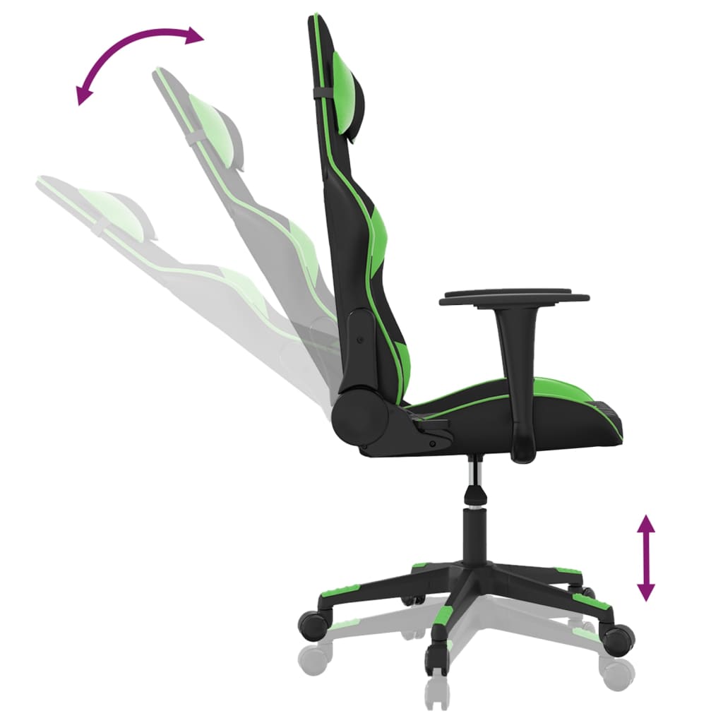 Gaming Chair In Black and Green Artificial Leather