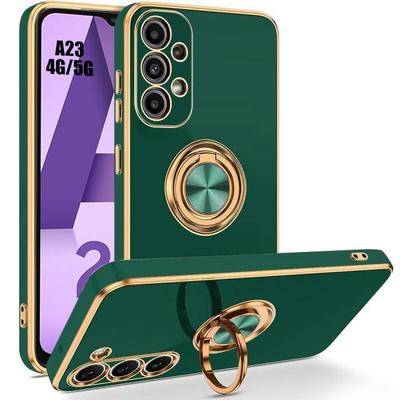 Funda protectora - BOOLING - para Samsung Galaxy A23 4G-5G - Silicona - Verde Noche - Antichoque con Anillo