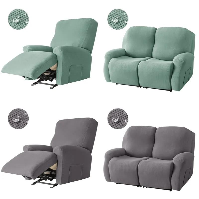 1/2 Seater Recliner Sofa Cover Stretch Polar Fleece Sofa Armchair Cover Anti-Slip Elastic Relax Couch Slipcover Living Room