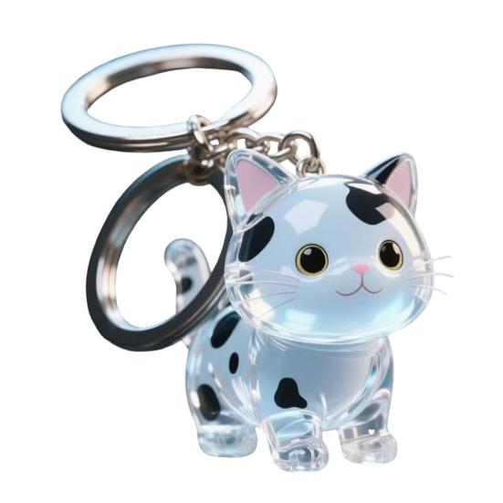 Keychain Pendant Transparent Cat Design Pet Hair Storage Box Key Chain Pet Hair Pendant Keyring Hair Storage Bottle Keychain