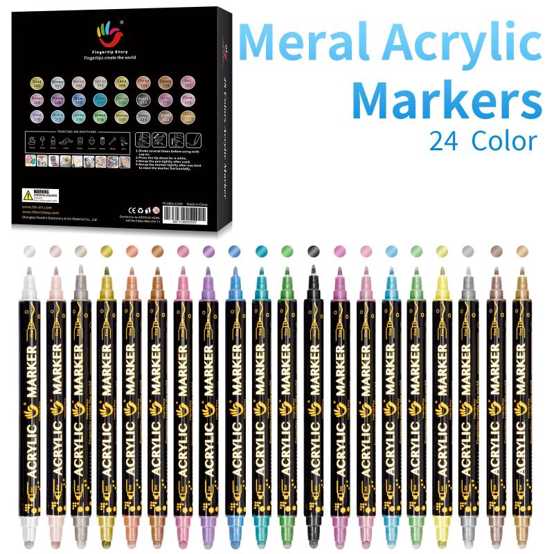 

Double Tip Metal Acrylic Marker Set Stackable Color PenS Children s Student Art Stationary Handbook Graffiti Drawing Art Marker
